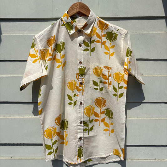 Green & Yellow Sanganeri Print Shirt