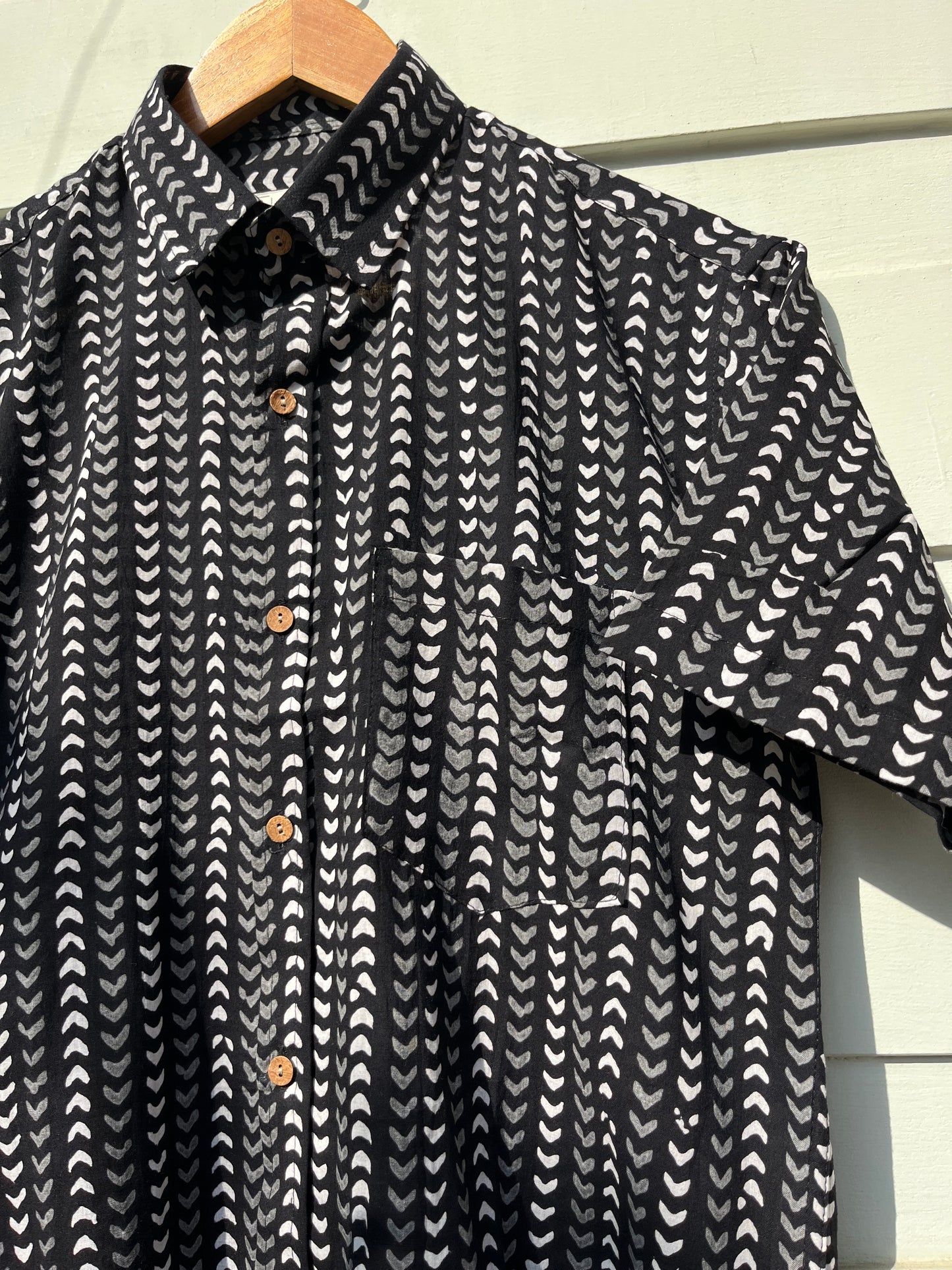 Black & White Sanganeri Printed Cotton Shirt