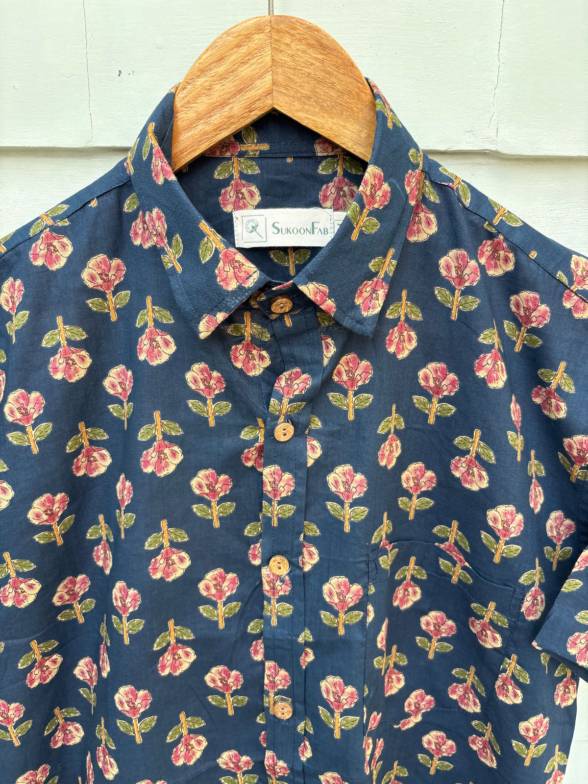 Midnight Bloom Floral Printed Cotton Shirt