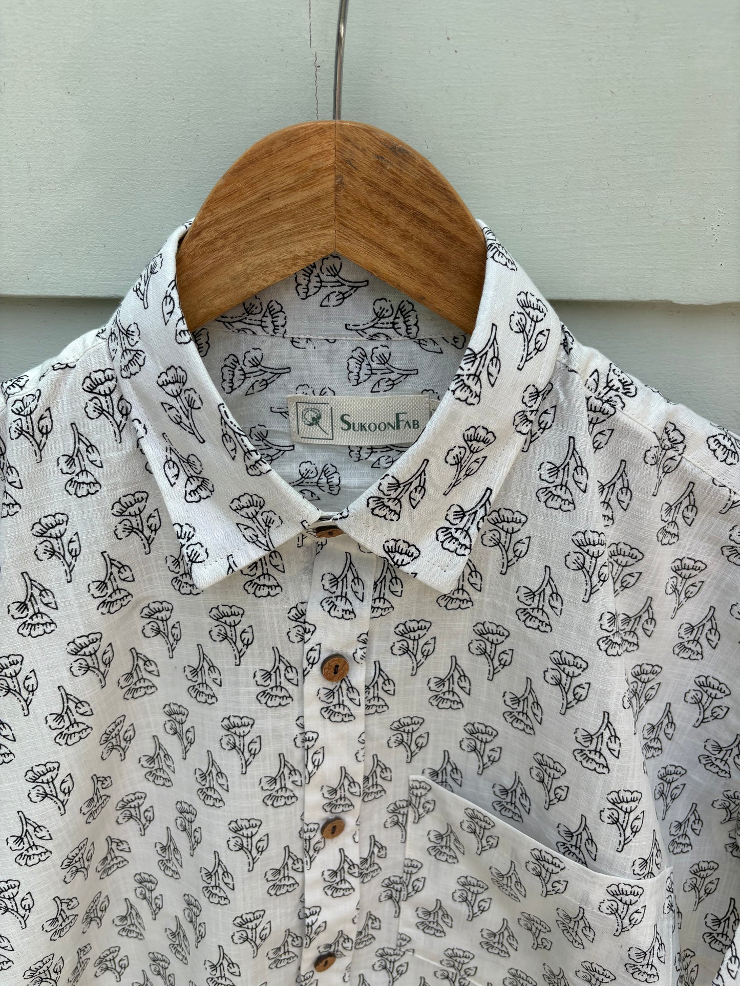 Black & White Butti Printed Cotton Shirt