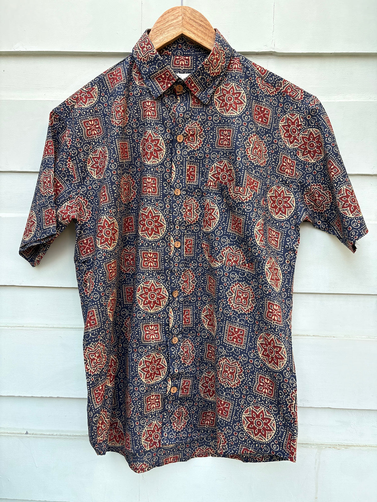 Ajrak Blue Printed Cotton Shirt