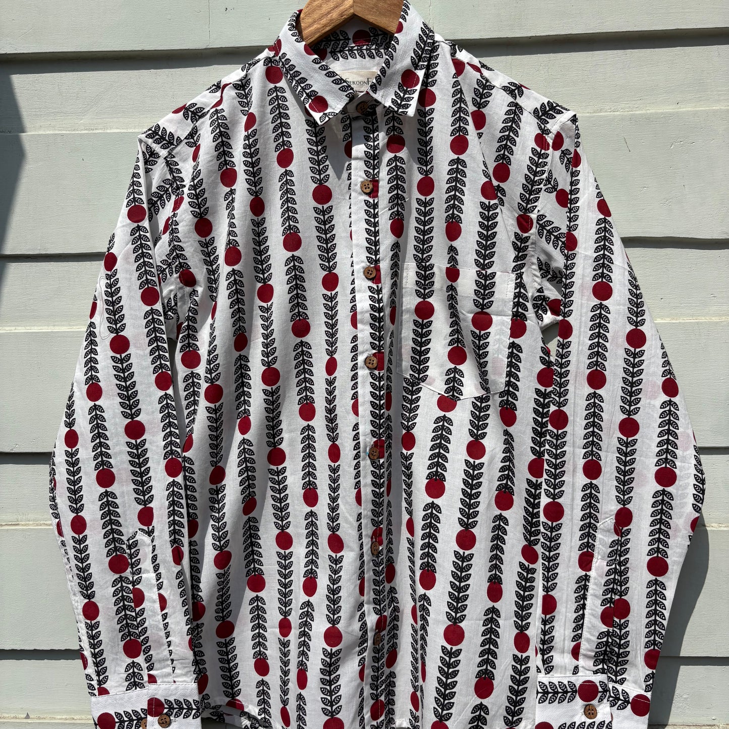 White & Red Floral Sanganeri Printed Shirt