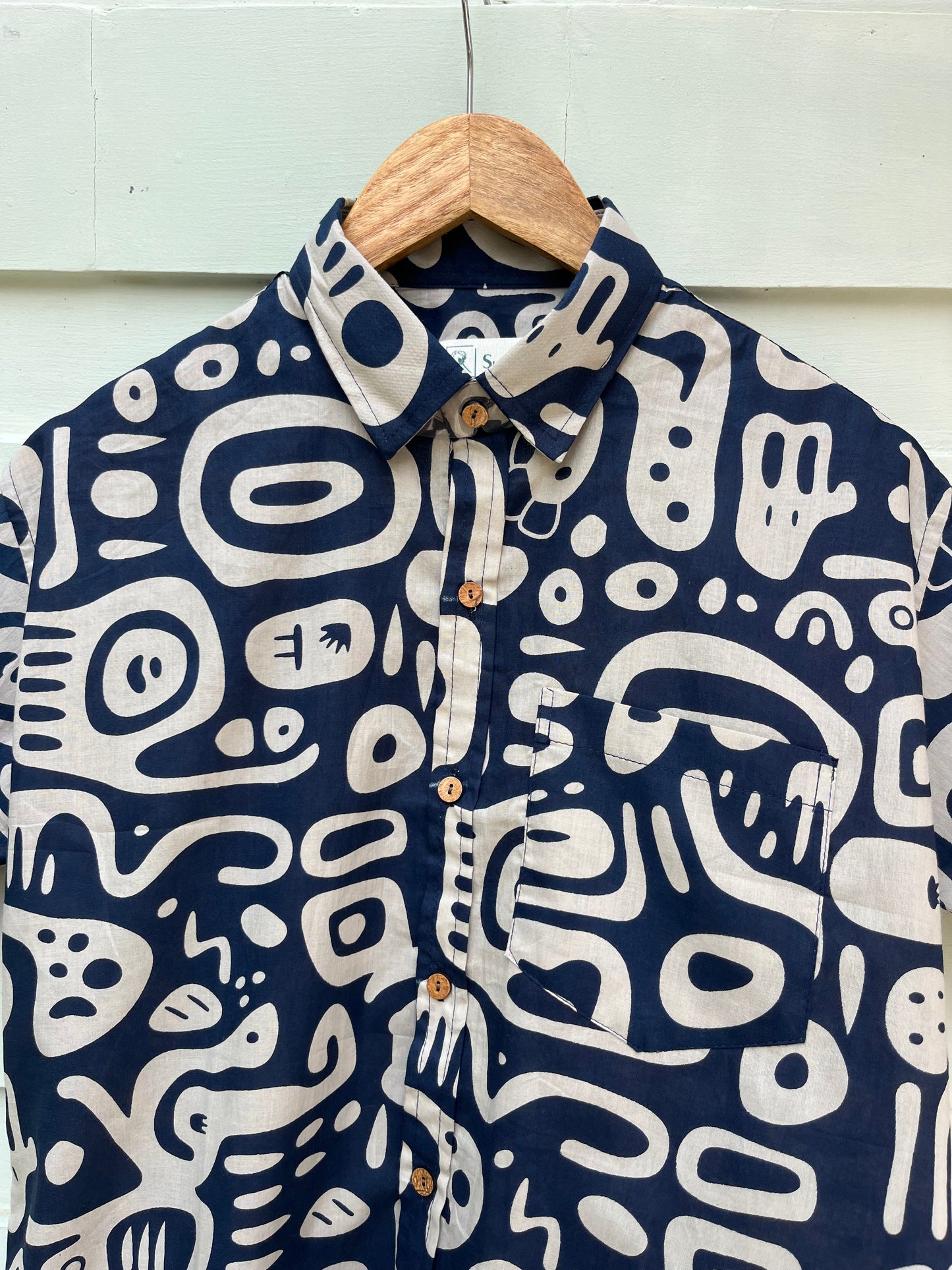 Blue Printed Cotton Shirt