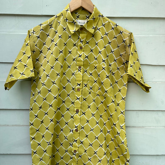 Green Pastel Floral Printed Cotton Shirt