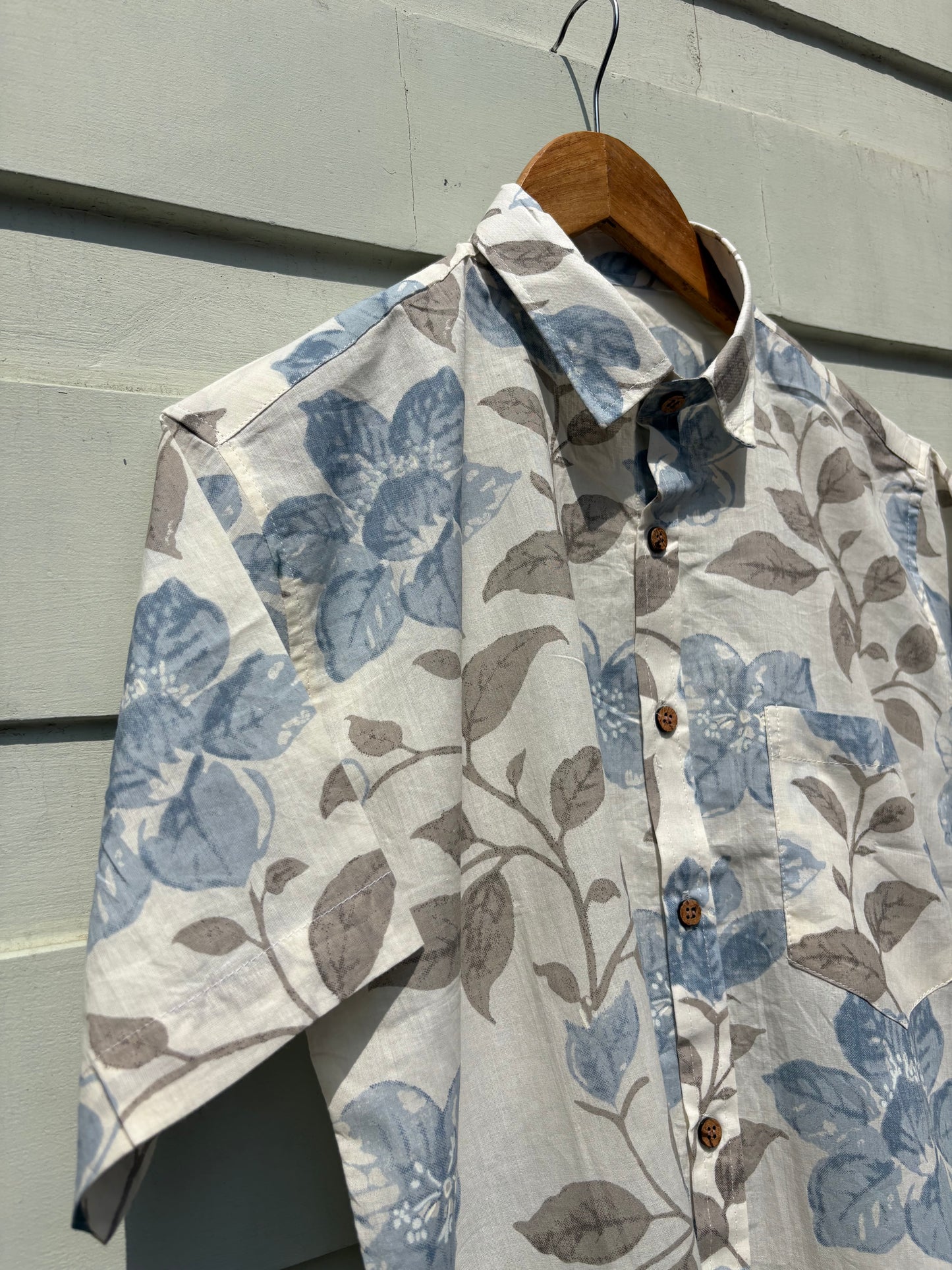 Blue Grey Sanganeri Printed Shirt