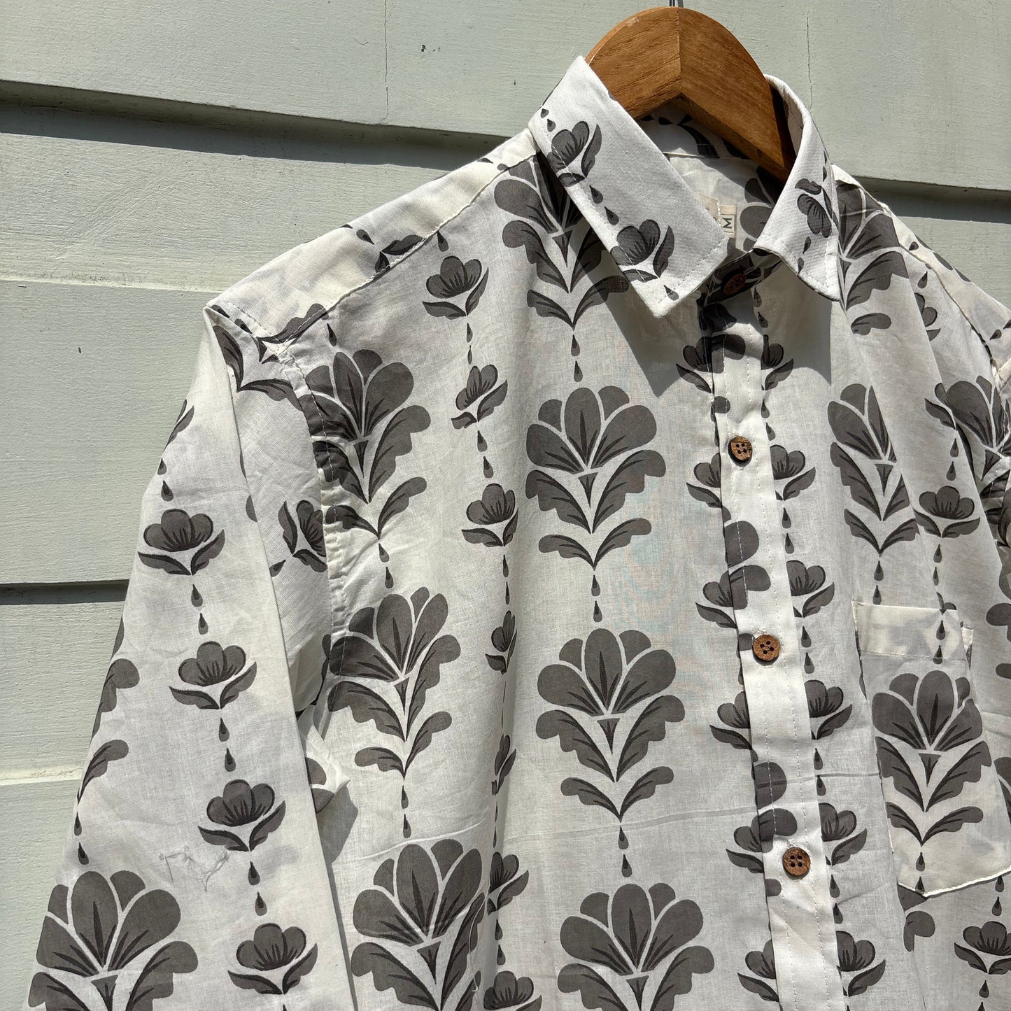 White Floral Sanganeri Printed Shirt