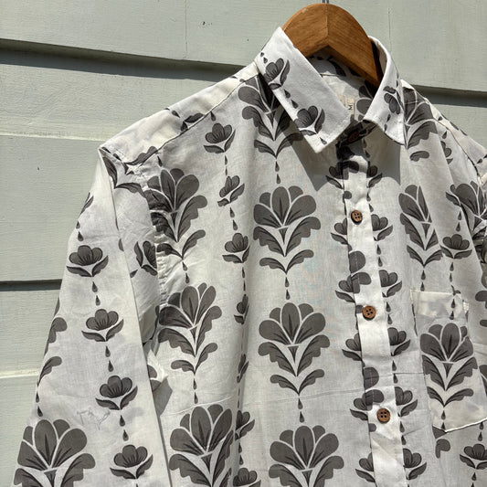 White Floral Sanganeri Printed Shirt