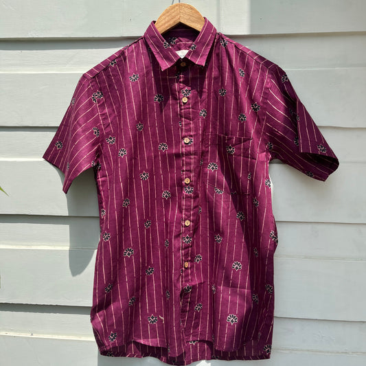 Magenta Ajrak Printed Cotton Shirt