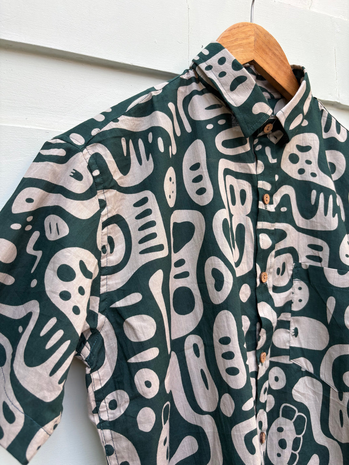 Abstract Green Printed Cotton Shirt