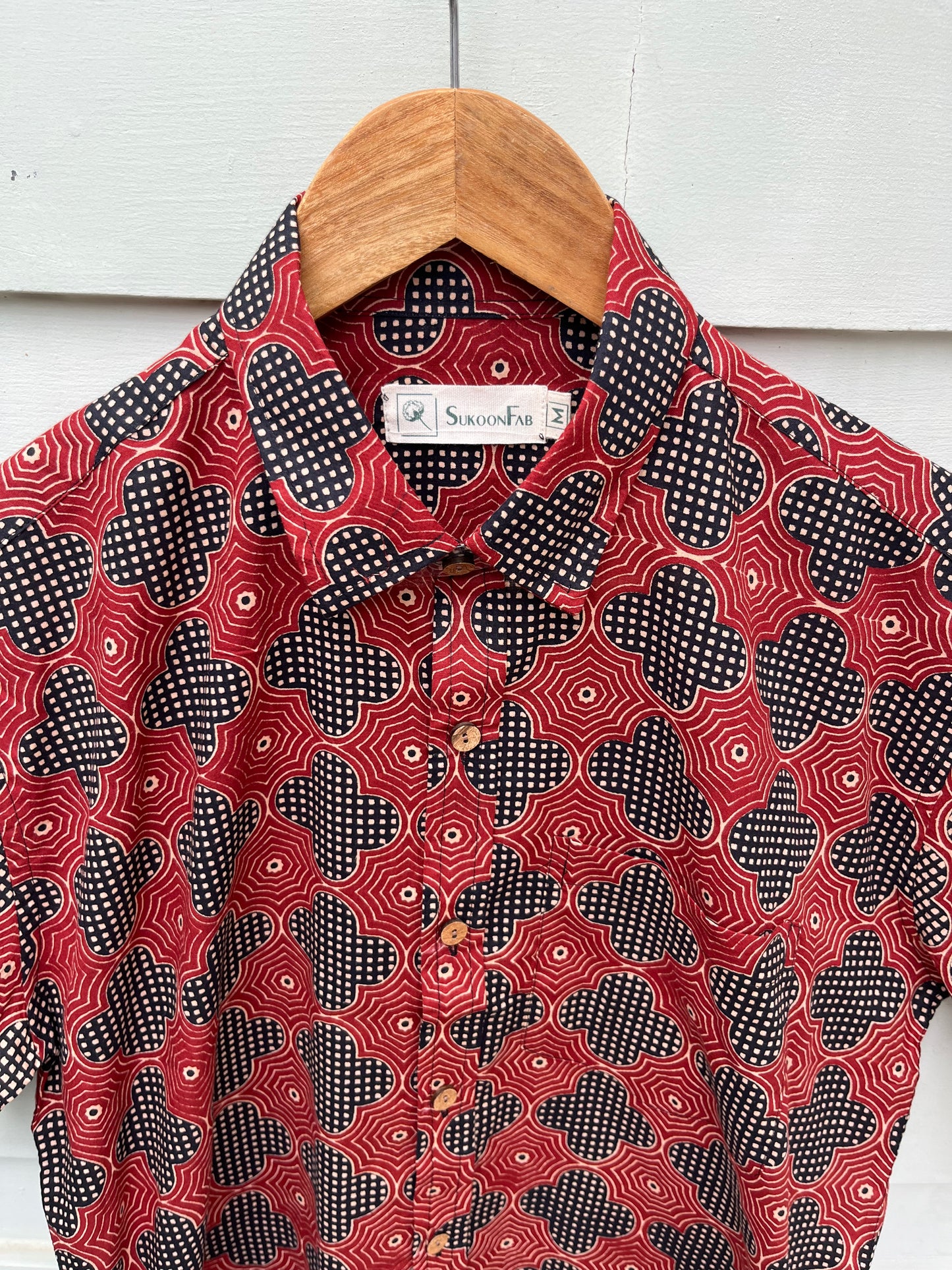 Red and Black Printed Cotton Shirt