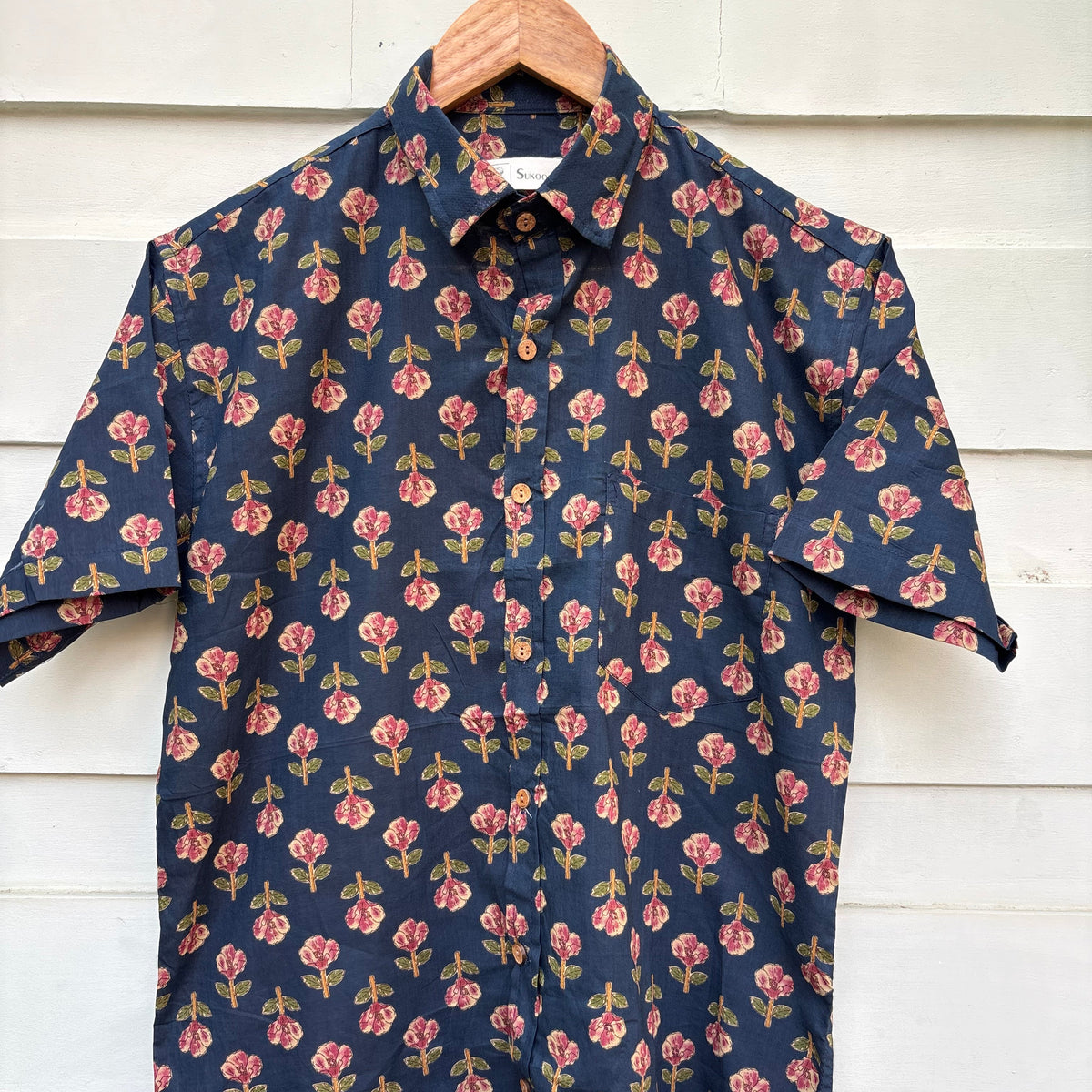 Midnight Bloom Floral Printed Cotton Shirt