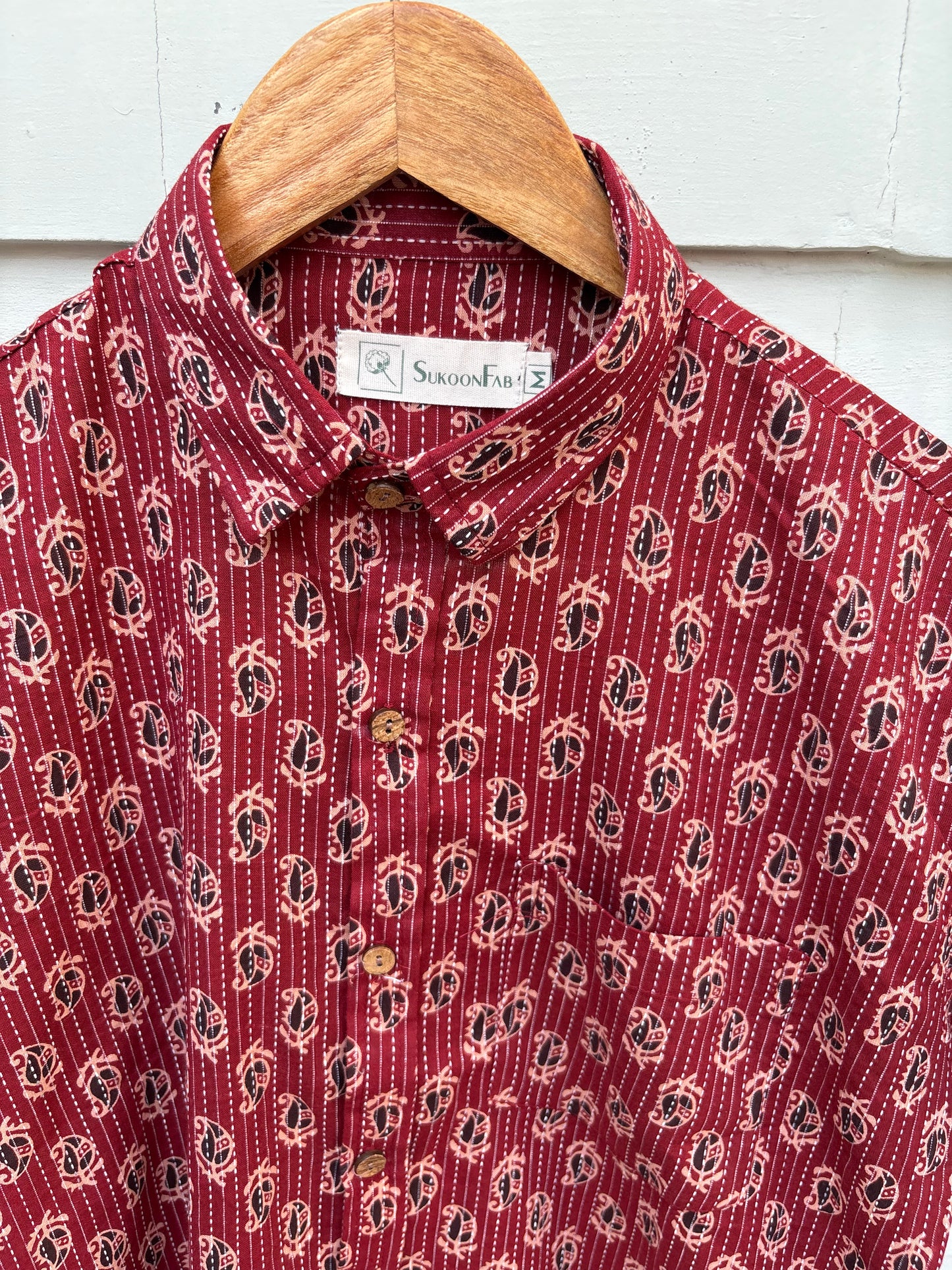 Red Floral Katha Printed Shirt