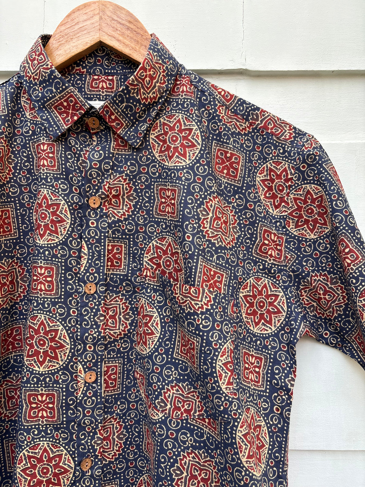 Ajrak Blue Printed Cotton Shirt
