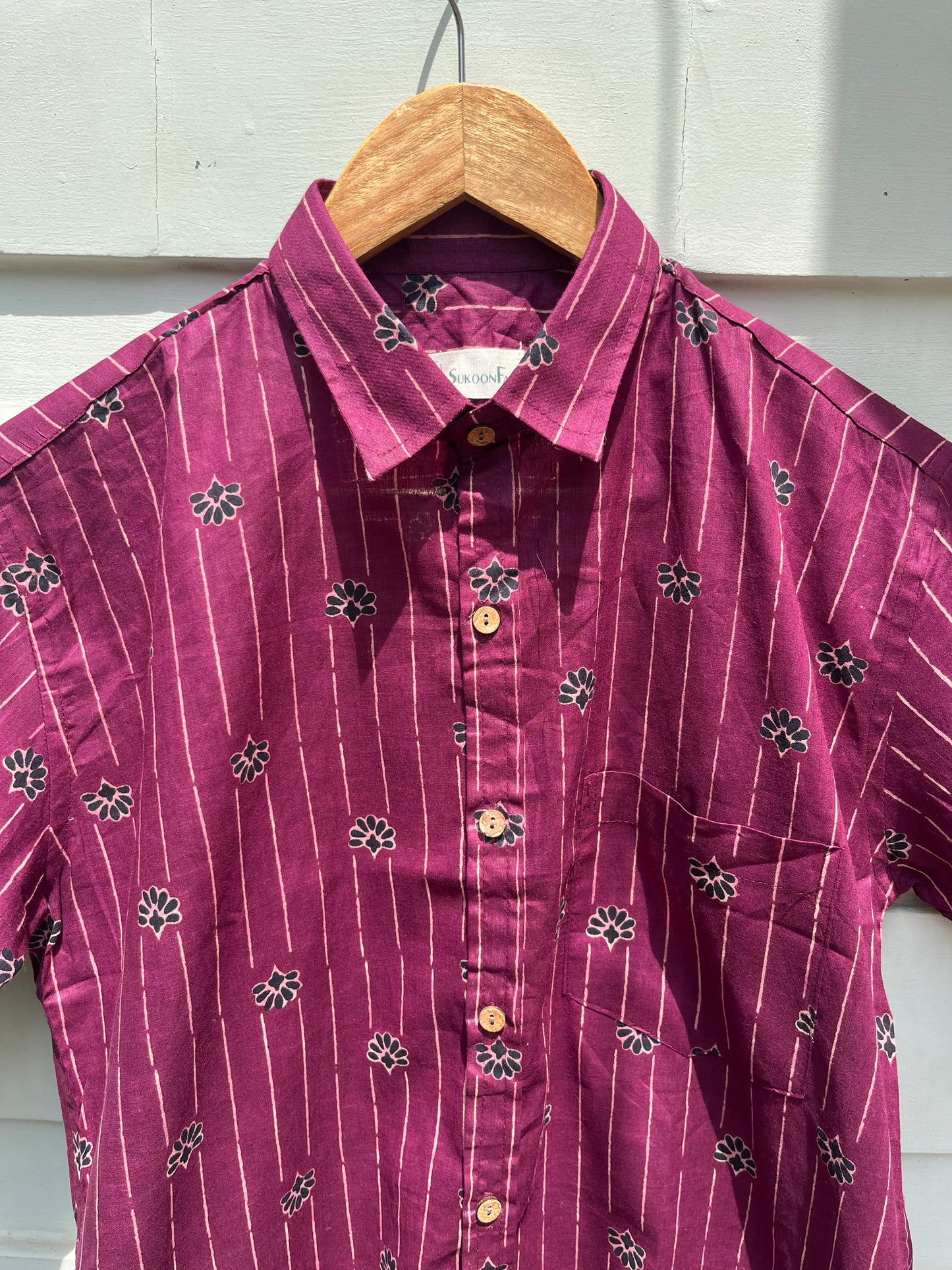 Magenta Ajrak Printed Cotton Shirt