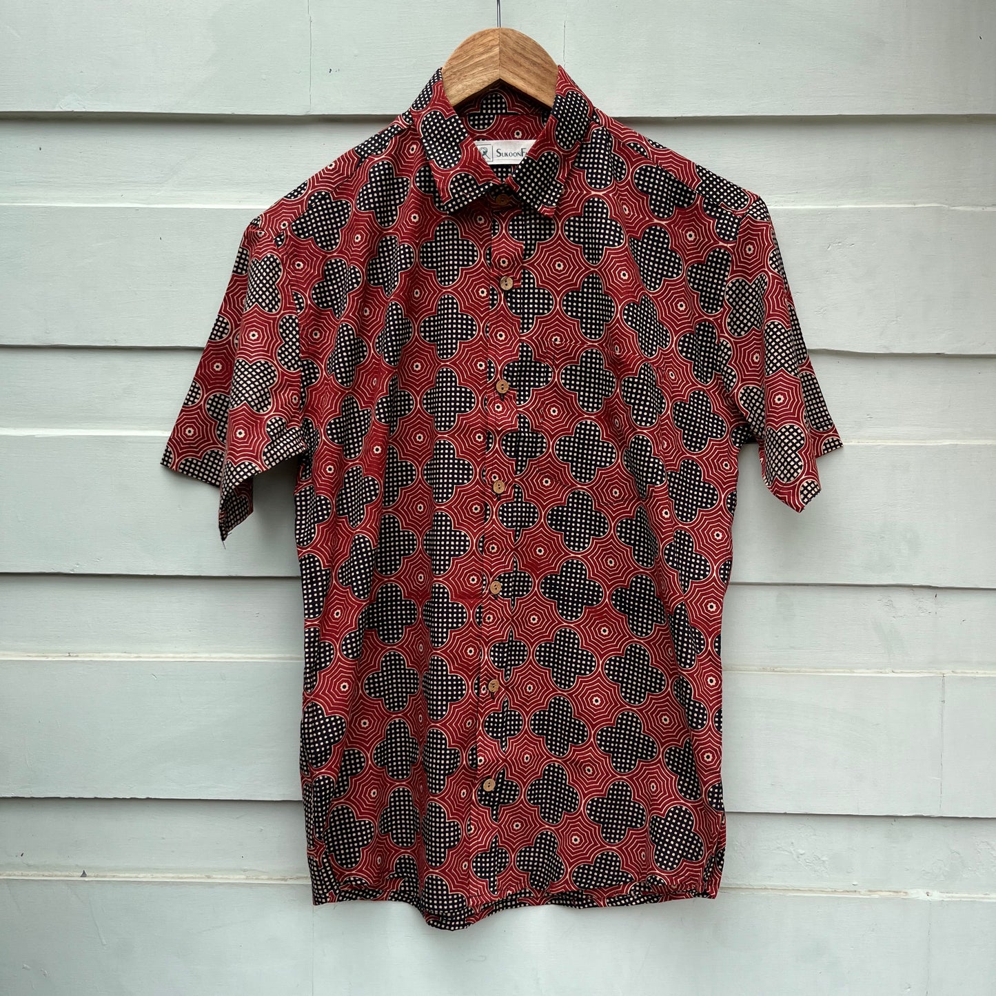 Red and Black Printed Cotton Shirt