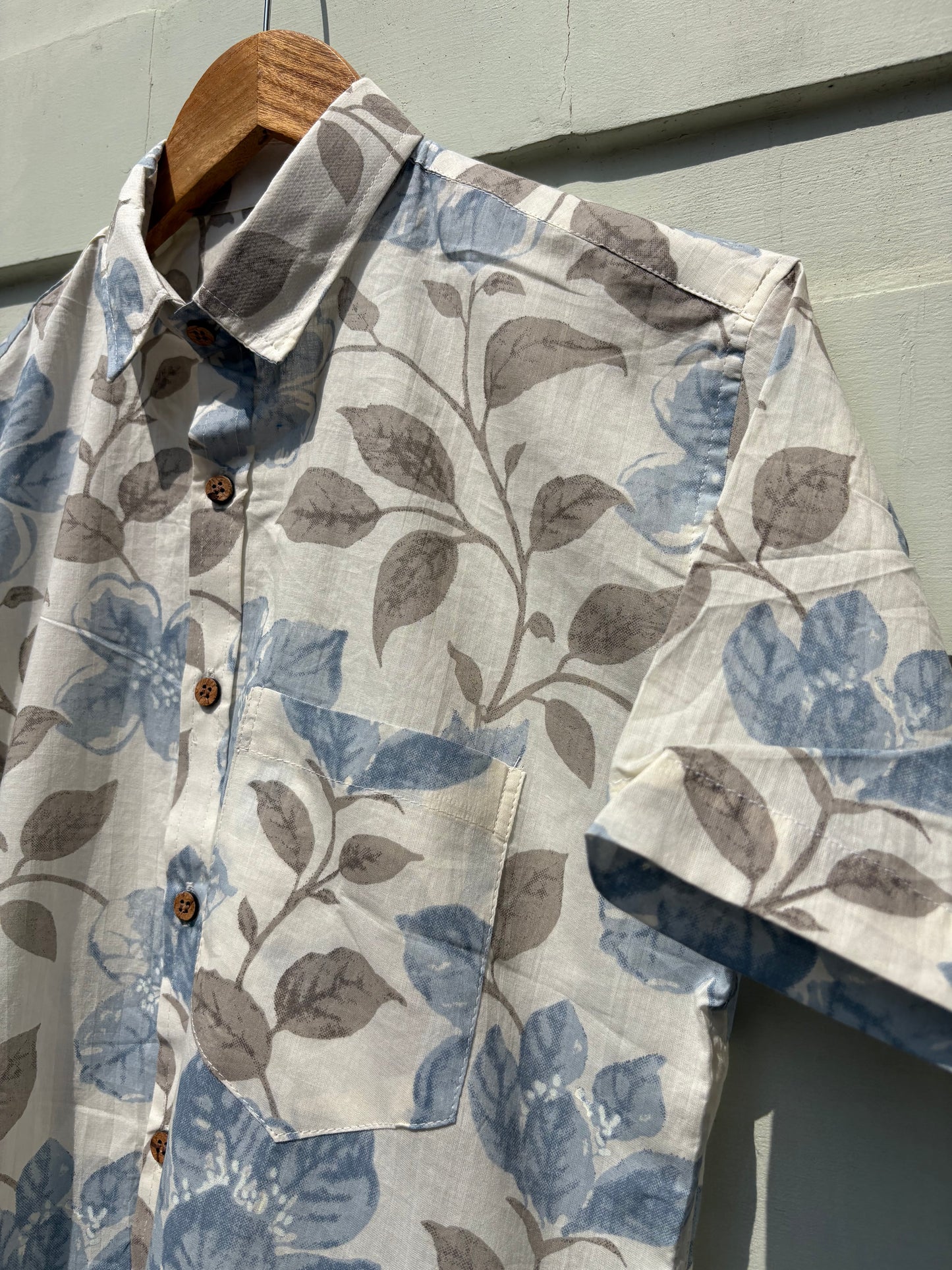 Blue Grey Sanganeri Printed Shirt