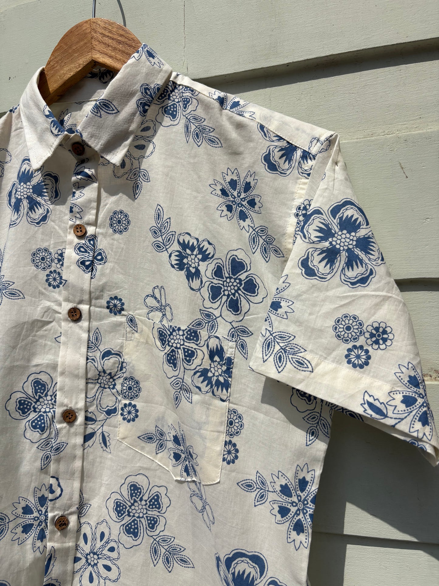 Blue & White Sanganeri Print Shirt