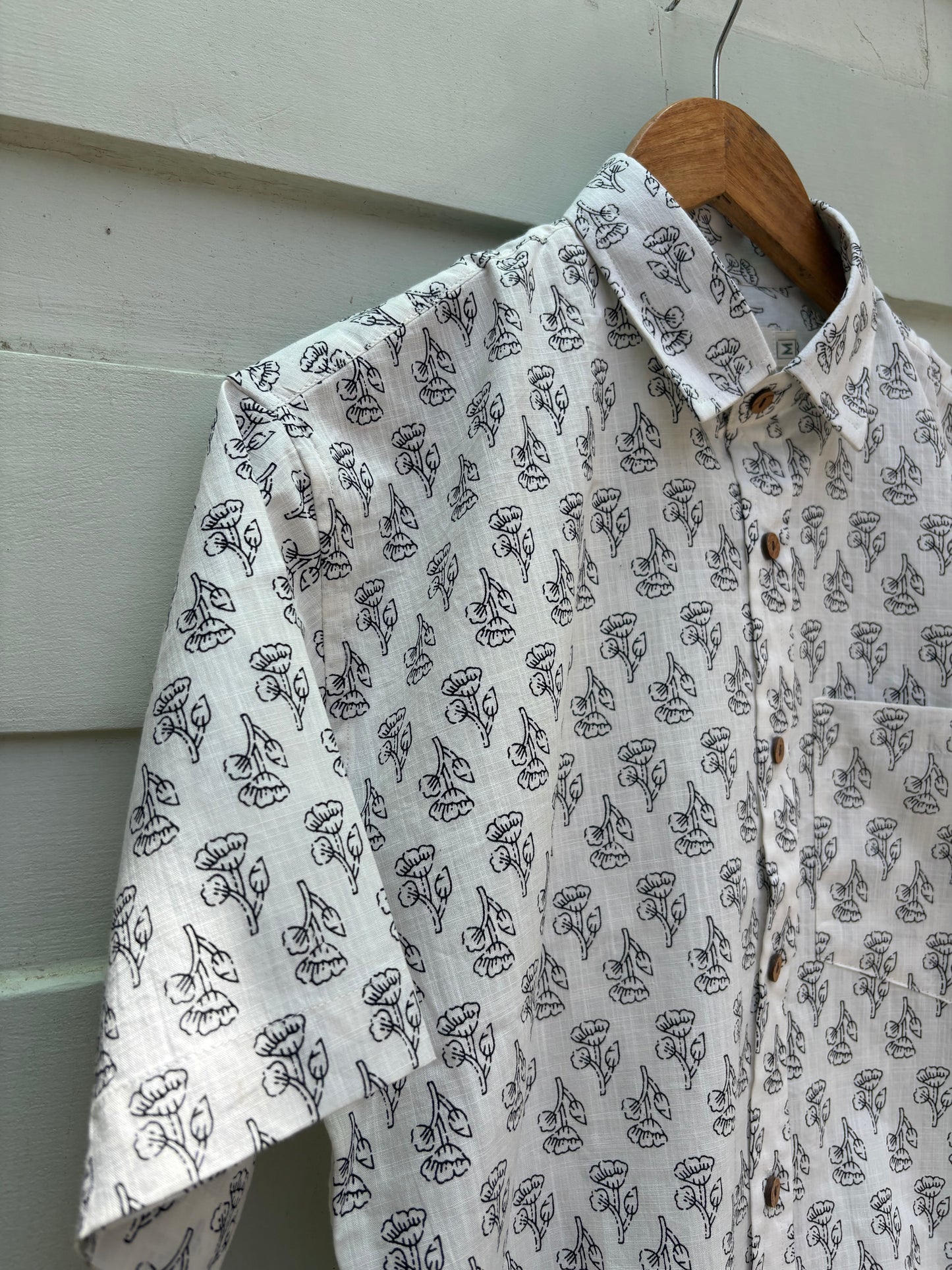 Black & White Butti Printed Cotton Shirt