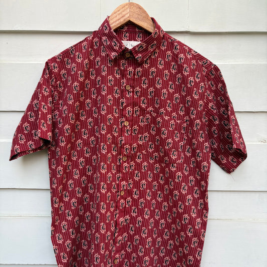 Red Floral Katha Printed Shirt