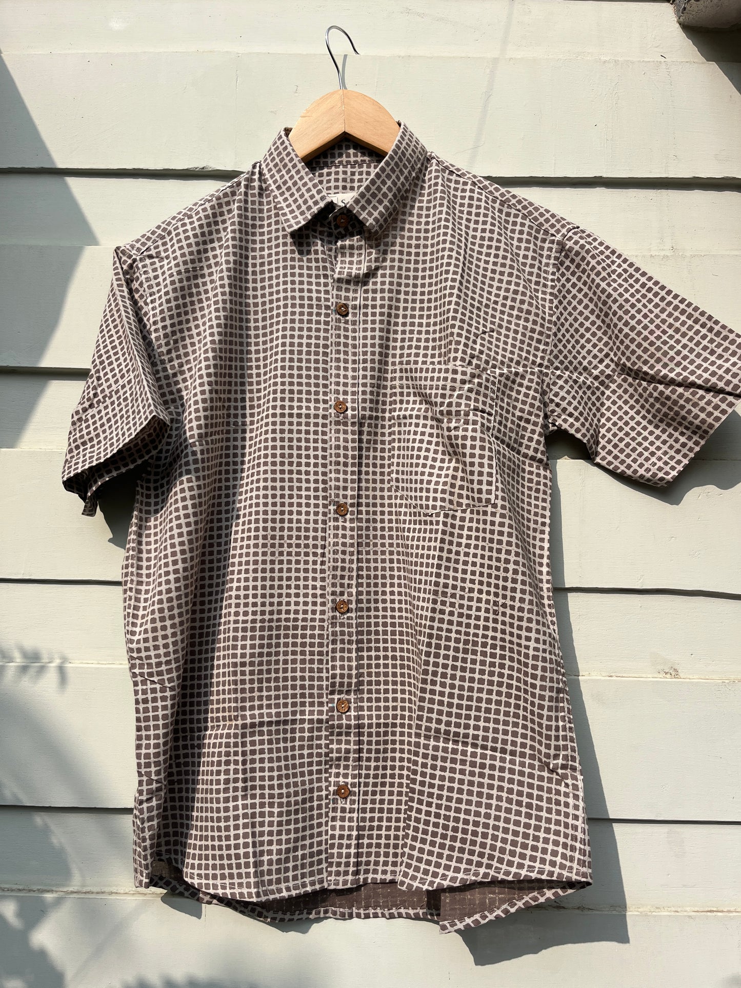 Natural Grey Hand Block Printed Shirt