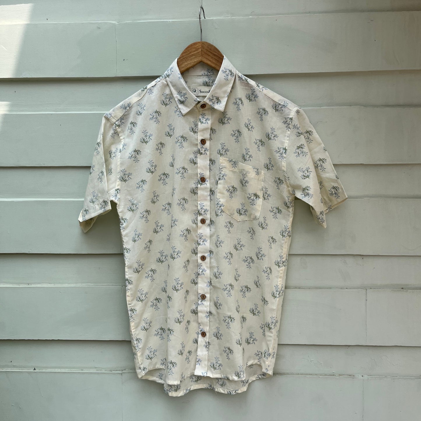 Cloud White Printed Cotton Shirt