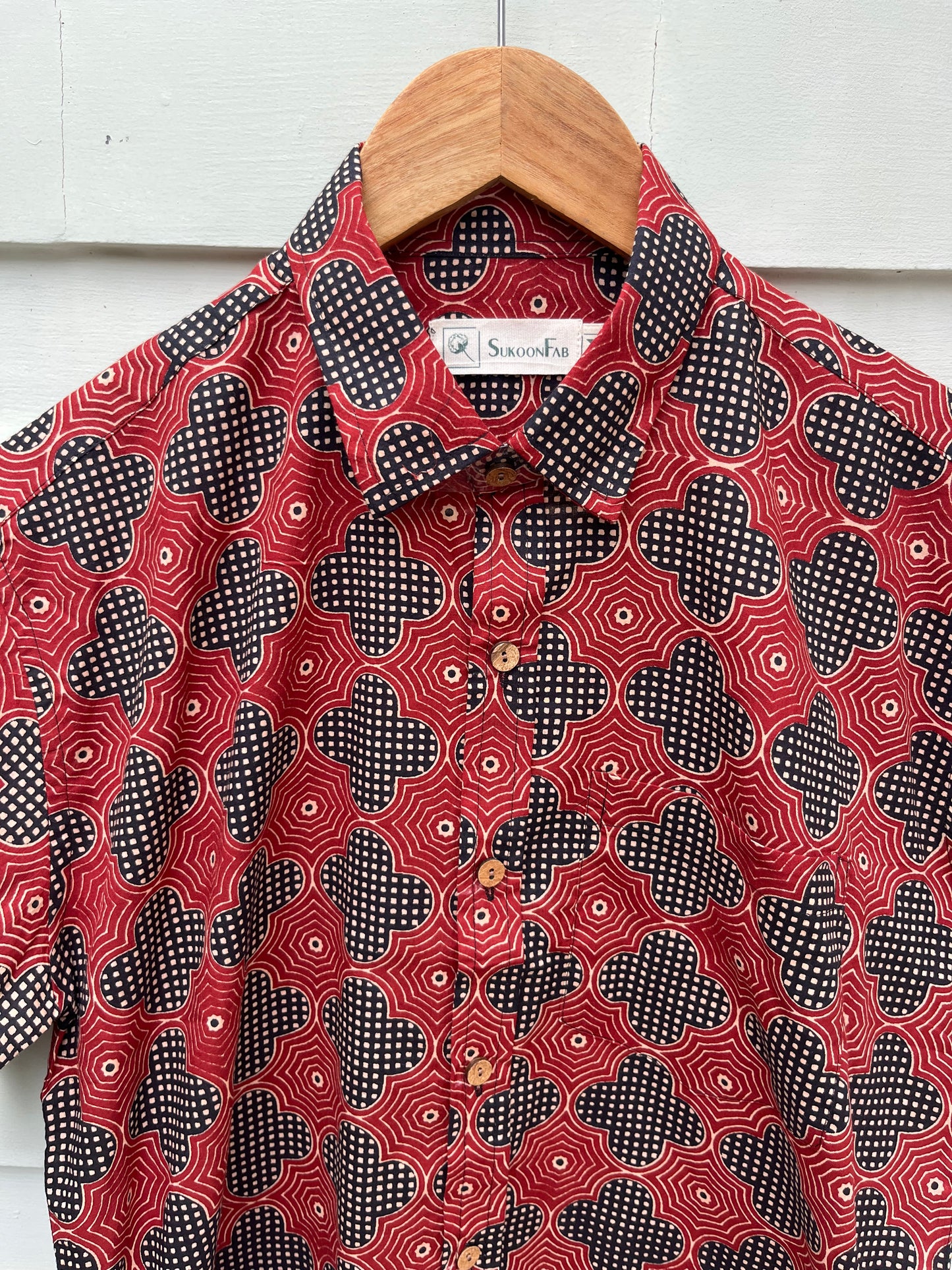 Red and Black Printed Cotton Shirt