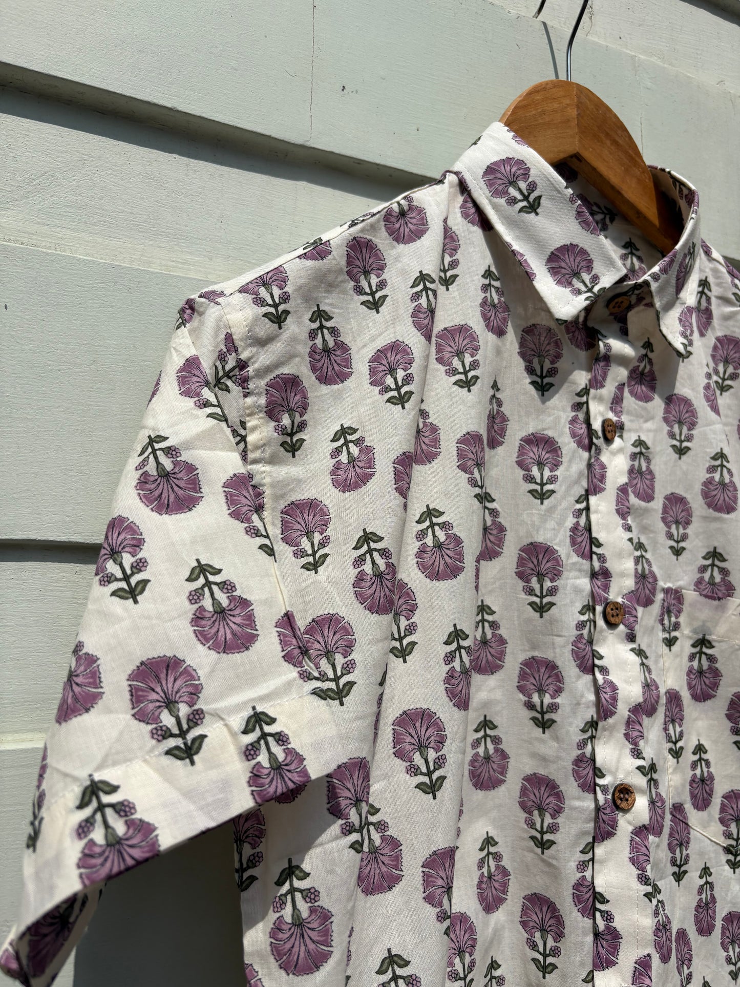 Wild Berry Floral Sanganeri Printed Shirt