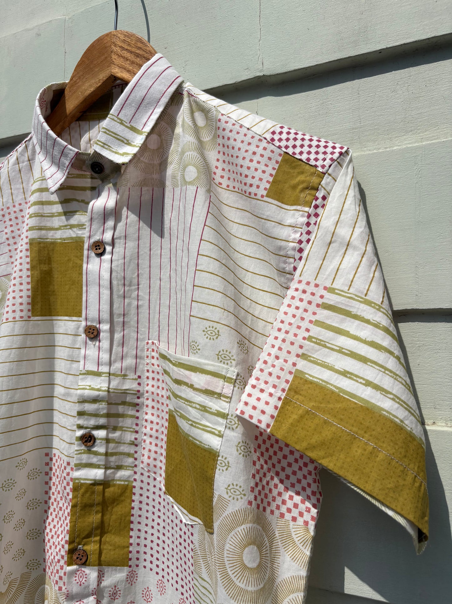 Cream Geometrical Sanganeri Print Shirt