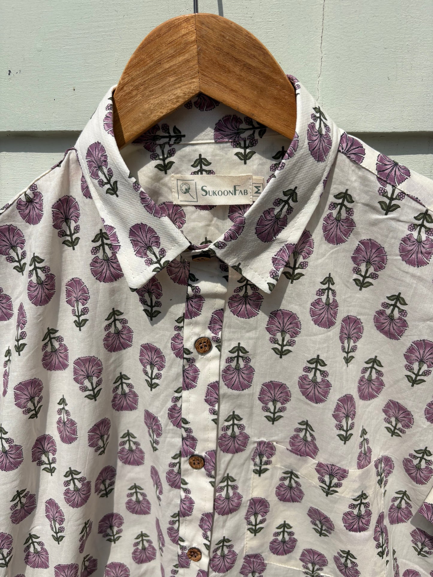 Wild Berry Floral Sanganeri Printed Shirt