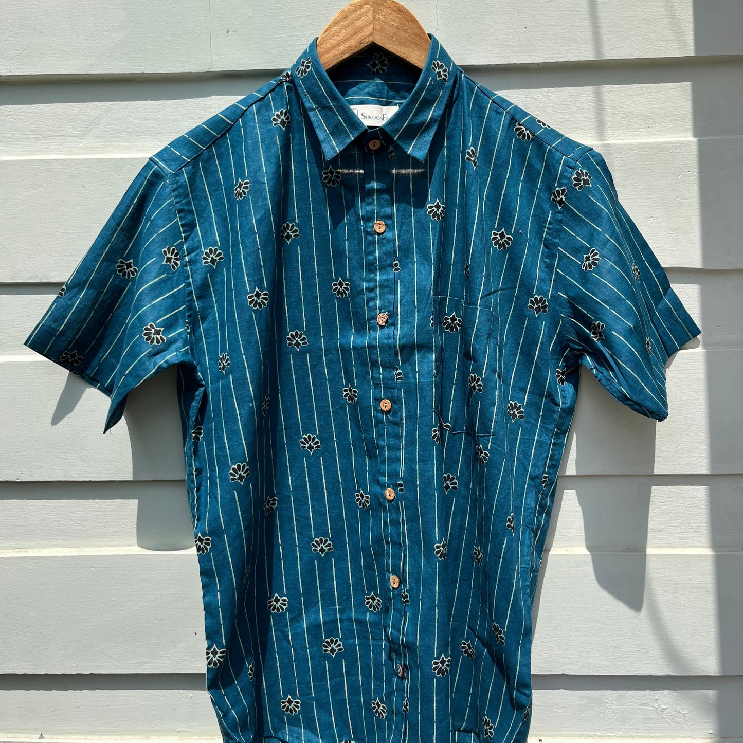 Blue Ajrak Printed Cotton Shirt