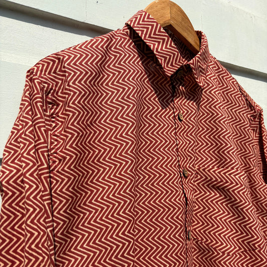 Red Zig Zag Block Printed Shirt