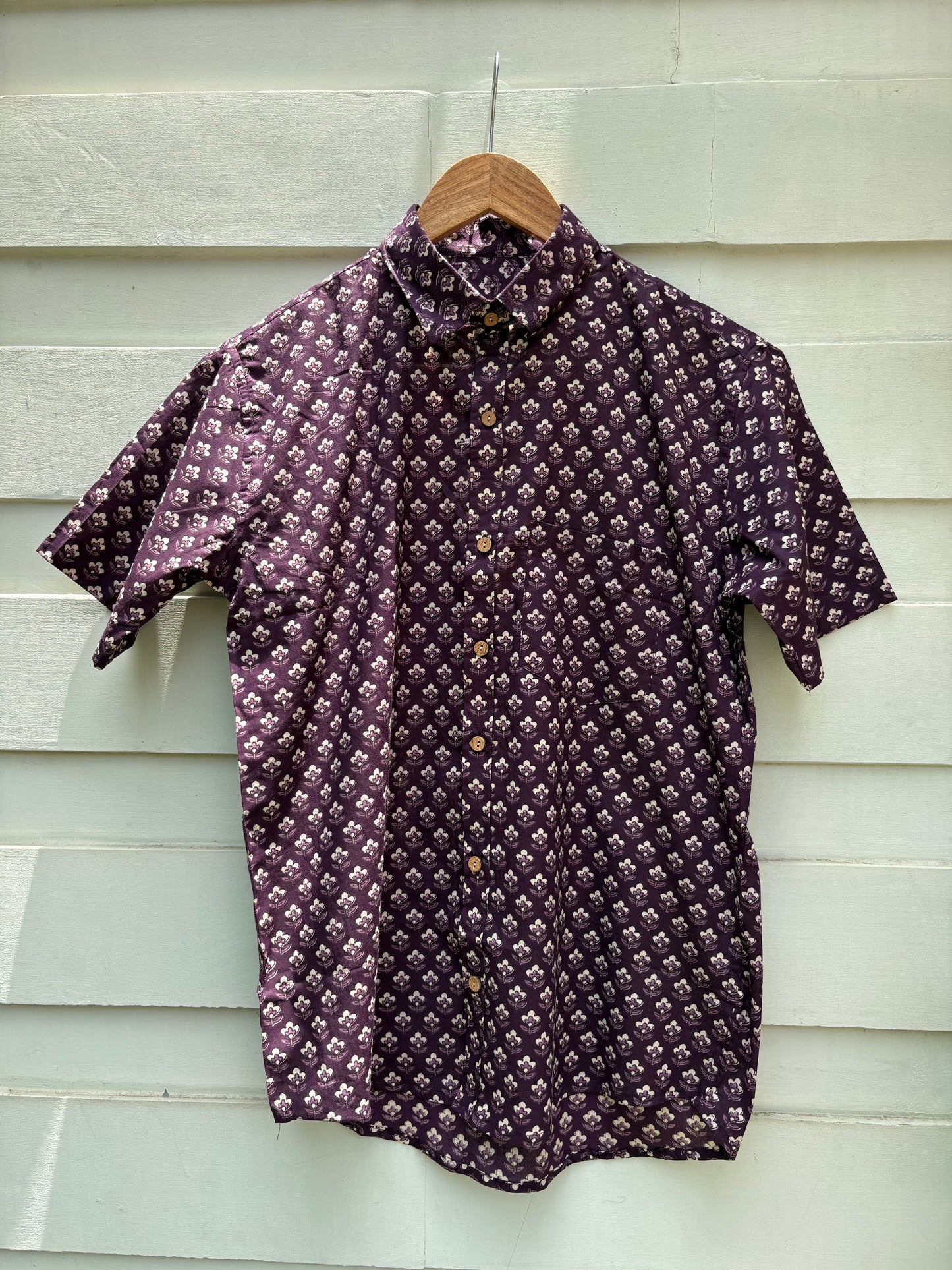 Deep Purple Botanical Cotton Shirt
