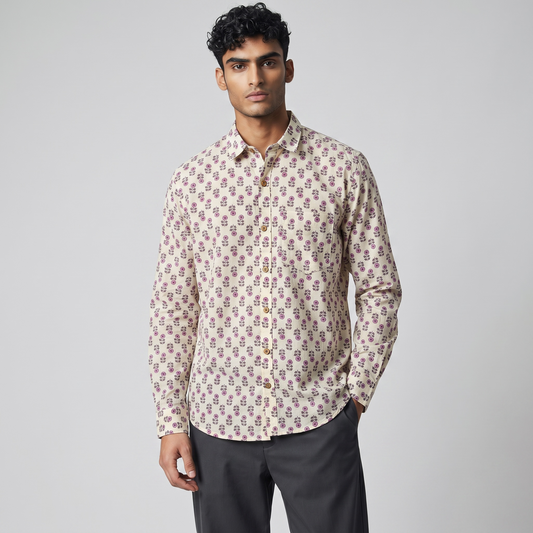 Pink Sanganeri Floral Printed Shirt