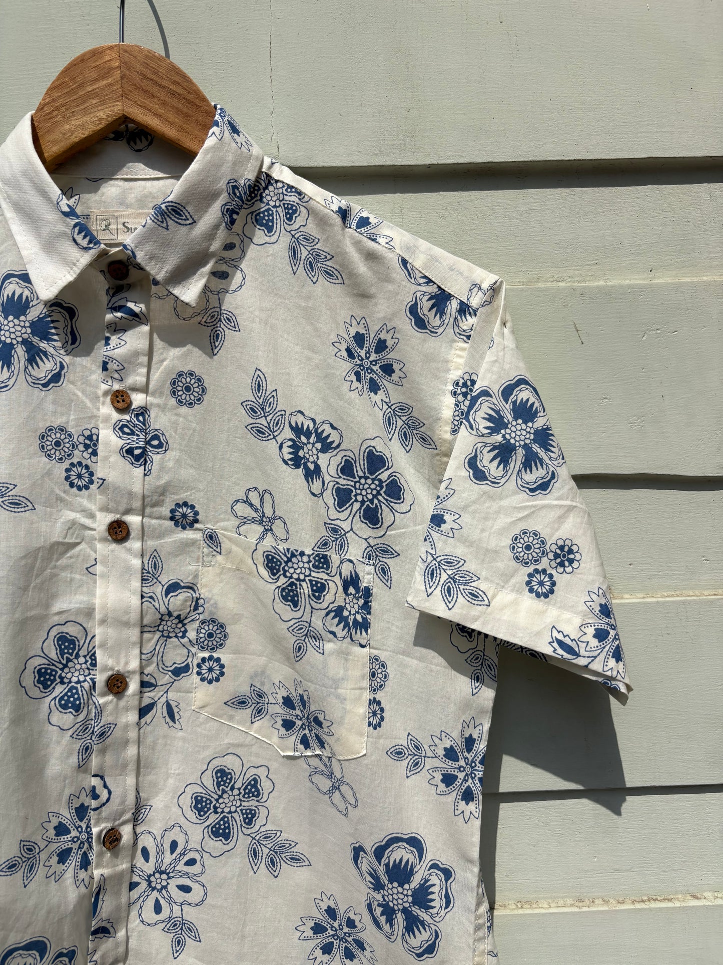 Blue & White Sanganeri Print Shirt