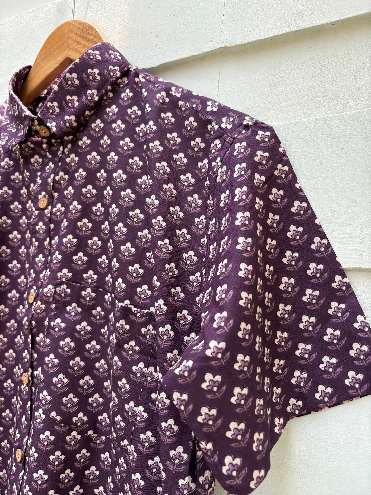 Deep Purple Botanical Cotton Shirt