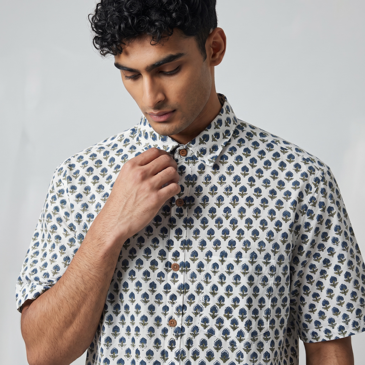 Classic Floral Block Boota Hand Block Printed Shirt