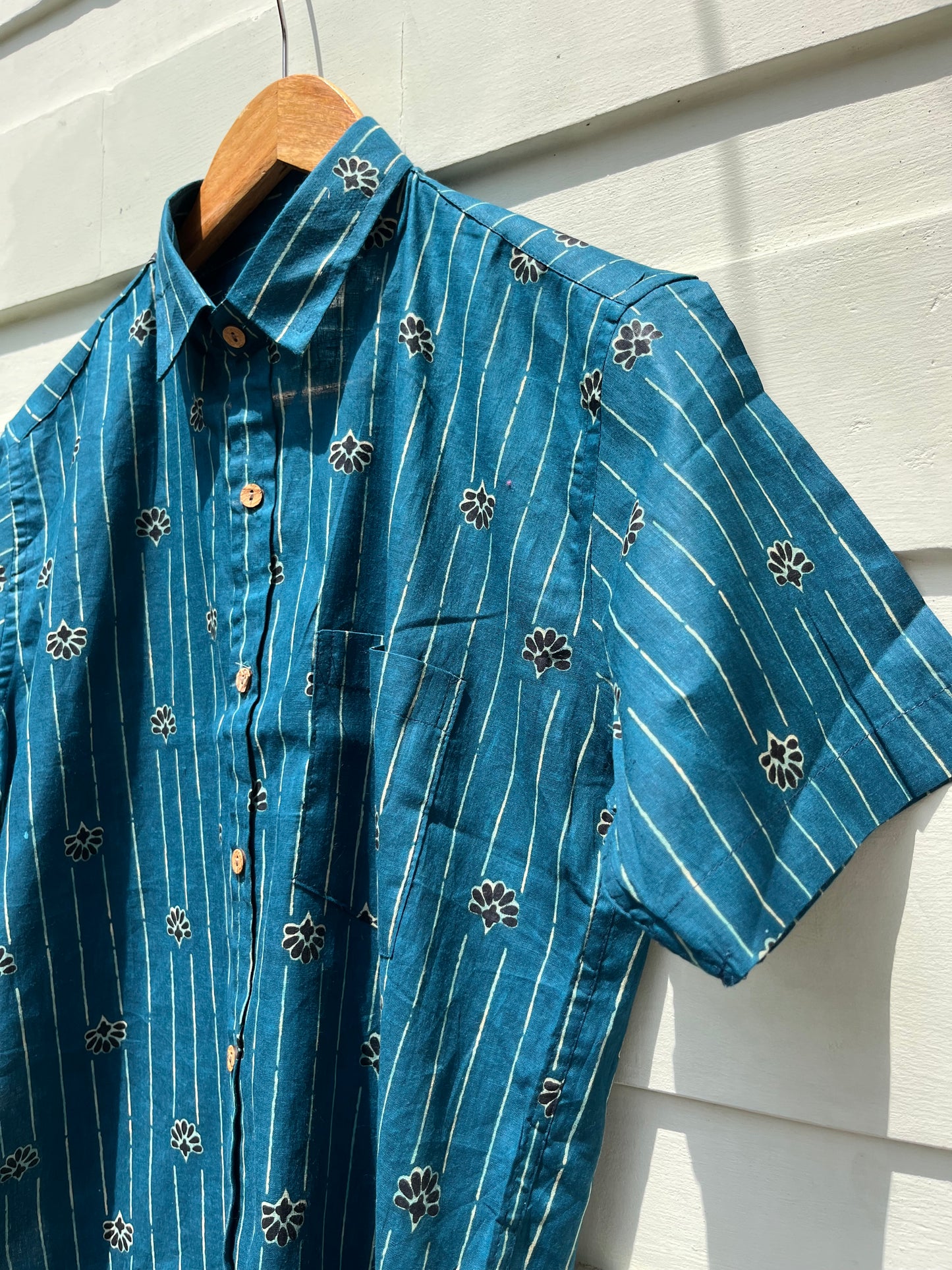 Blue Ajrak Printed Cotton Shirt