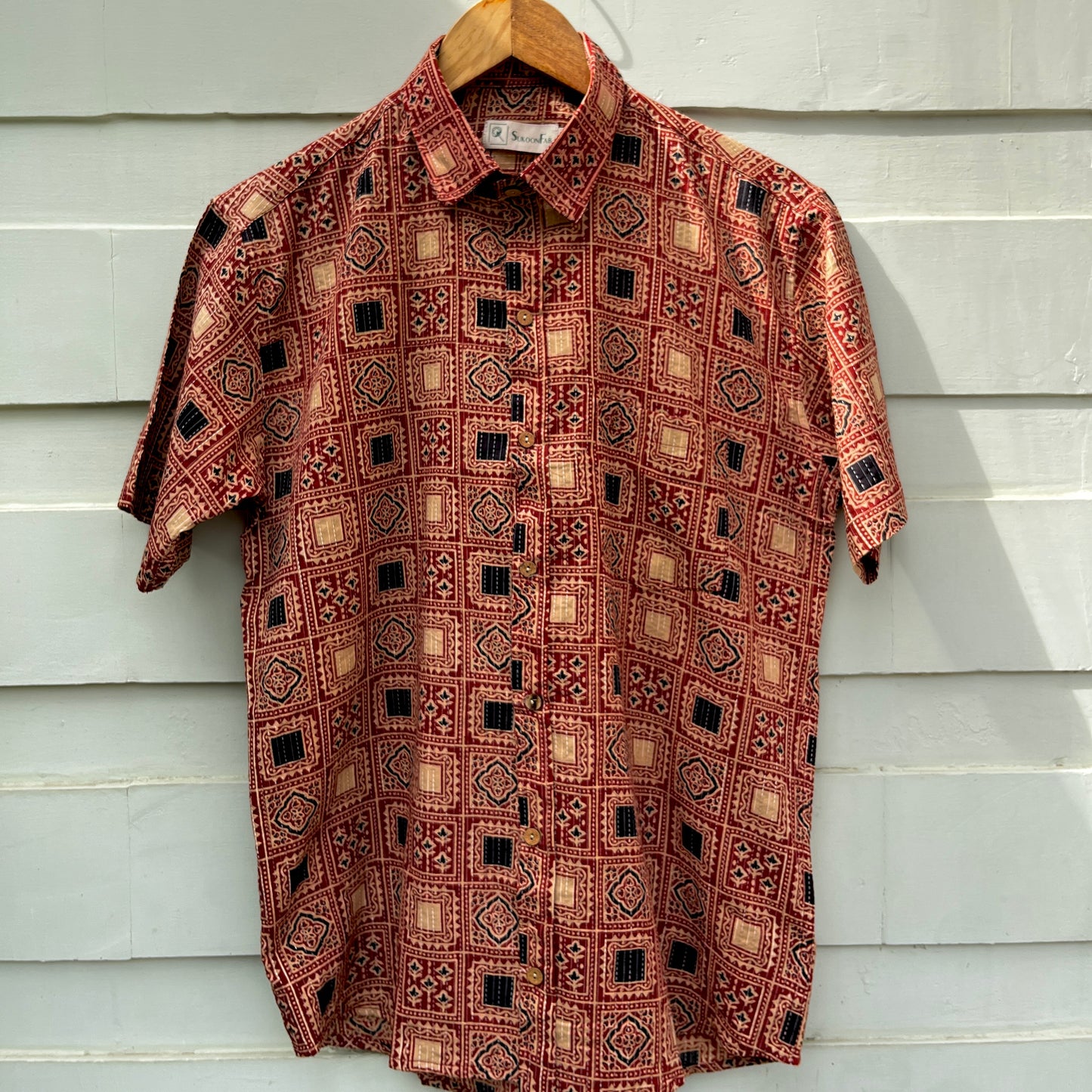 Firebrick Khatta Ajrak Printed Shirt