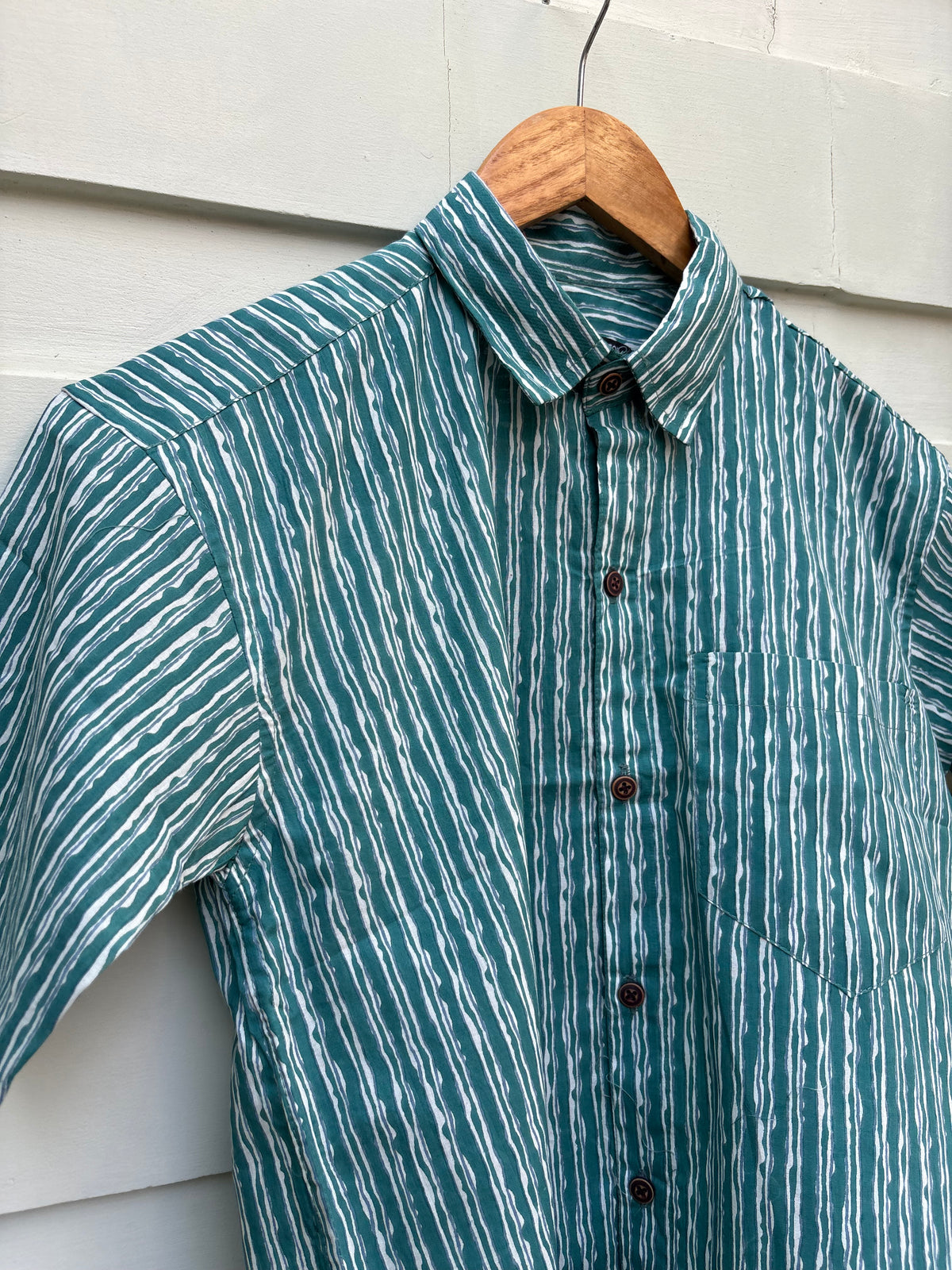 Blue Stripes Printed Cotton Shirt