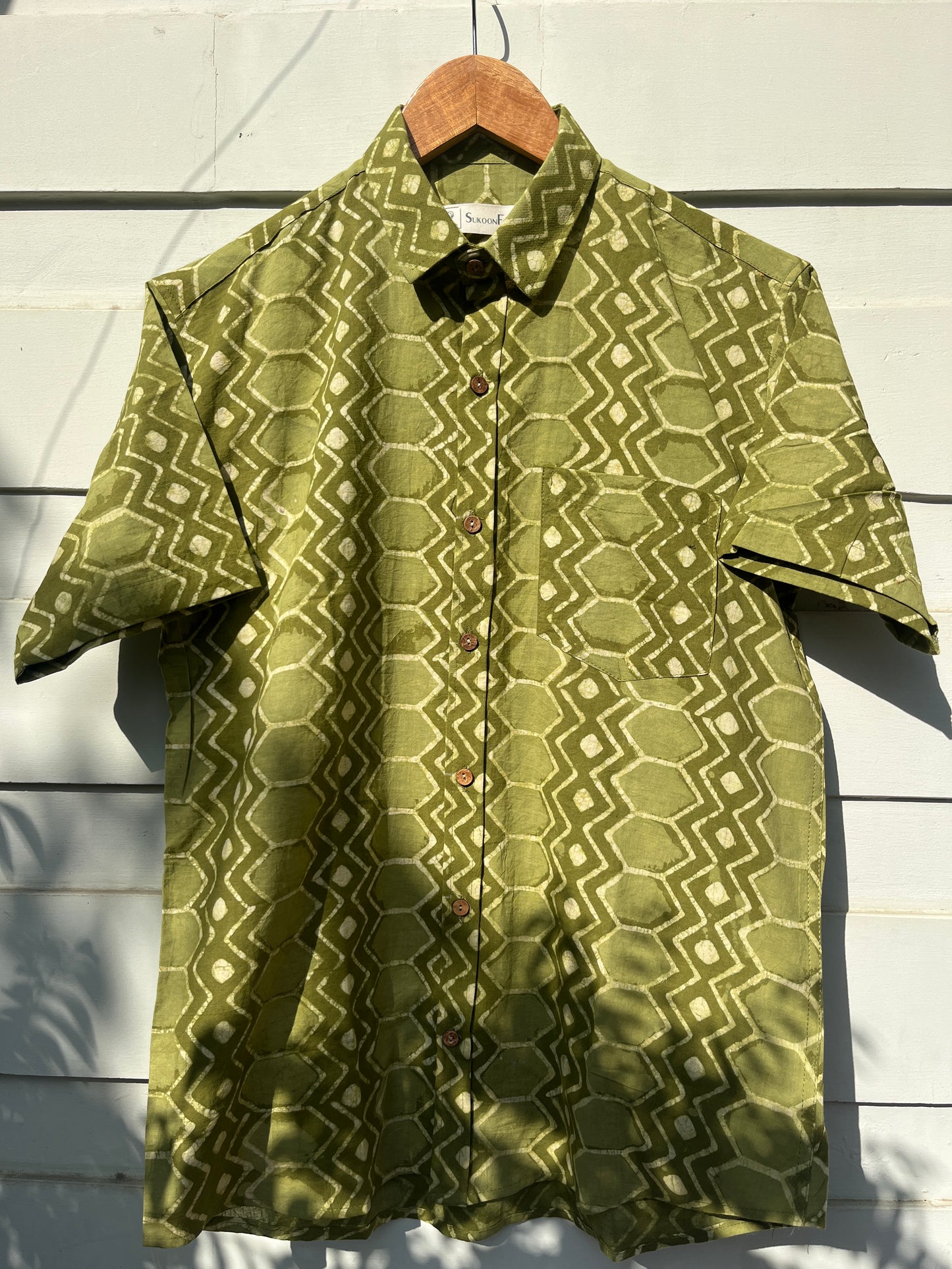 Green Dabu Hand Block Printed Shirt