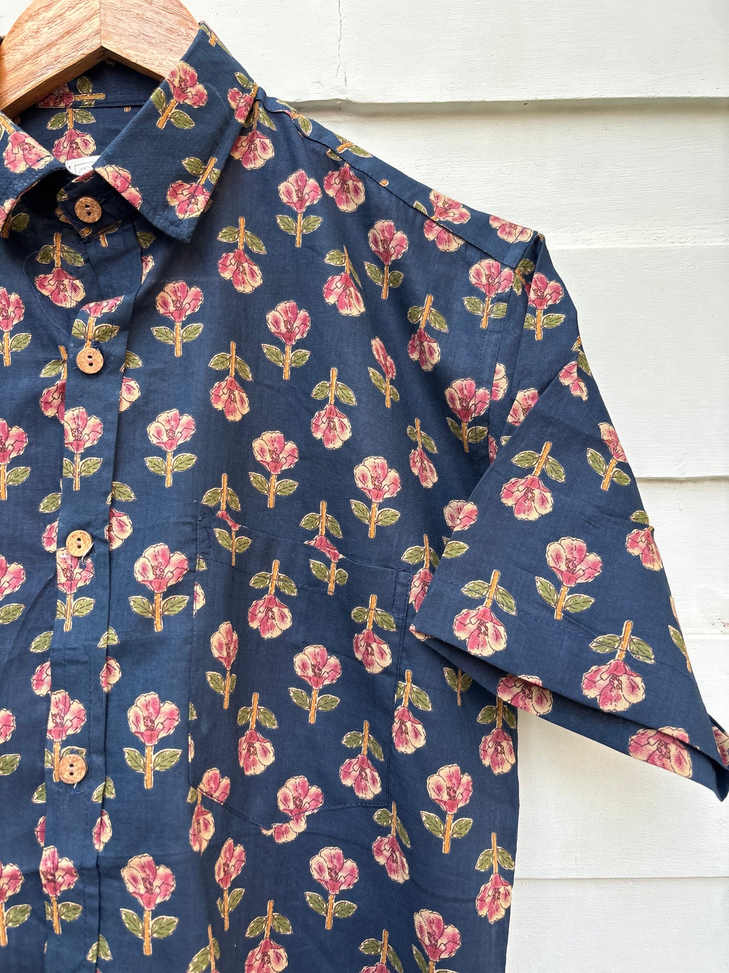 Midnight Bloom Floral Printed Cotton Shirt