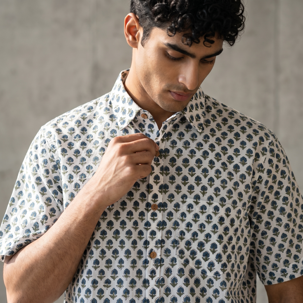 Classic Floral Block Boota Hand Block Printed Shirt