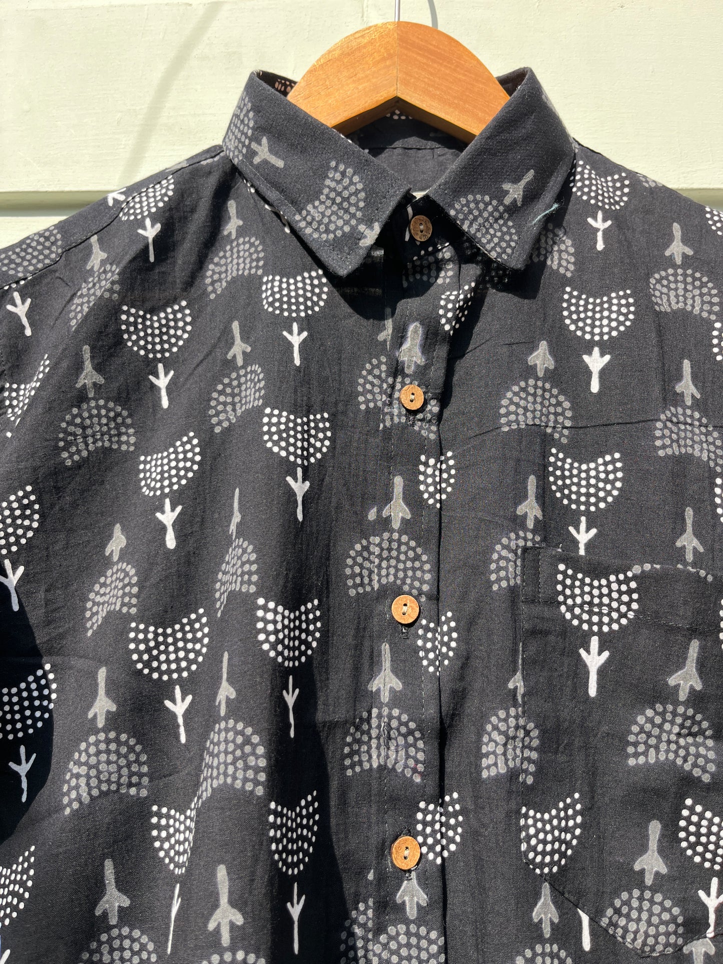 Black & White Floral Sanganeri Printed Shirt