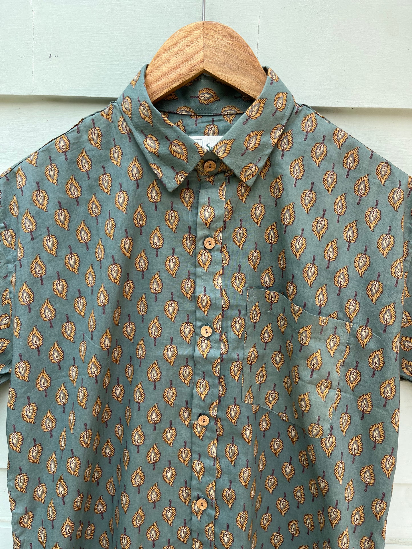 Green Floral Printed Cotton Shirt