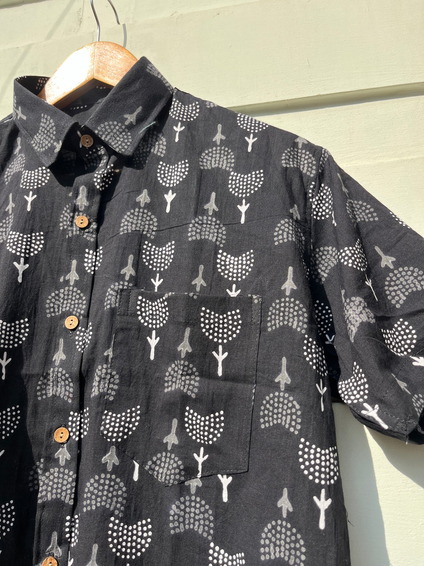 Black & White Floral Sanganeri Printed Shirt