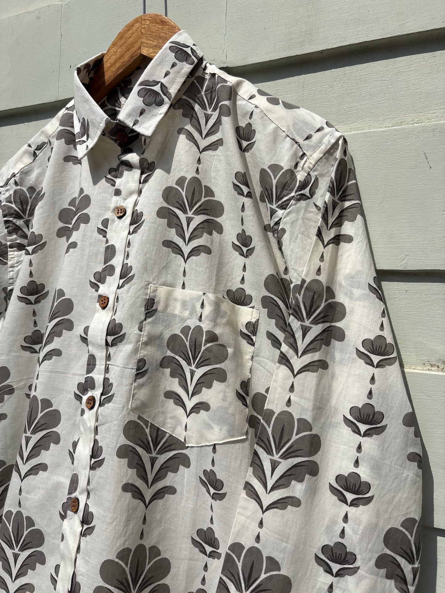 White Floral Sanganeri Printed Shirt