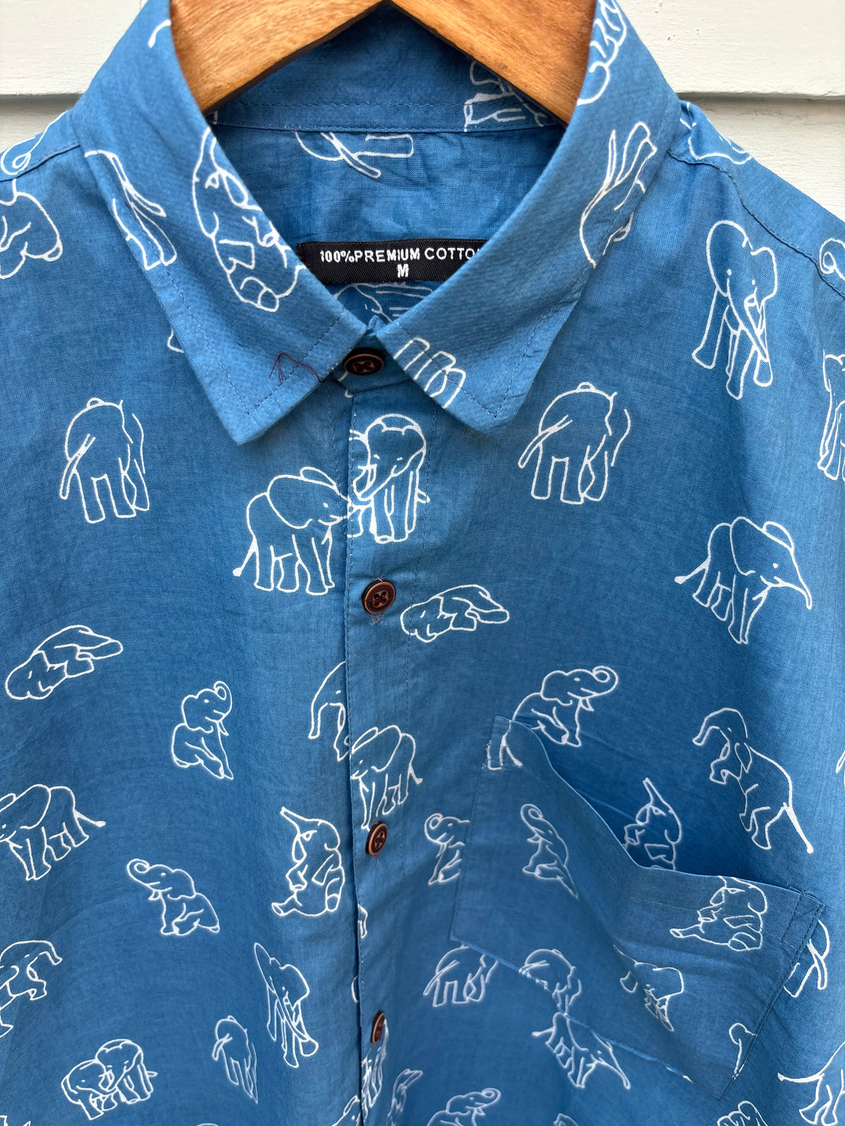 Blue Elephant Printed Cotton Shirt