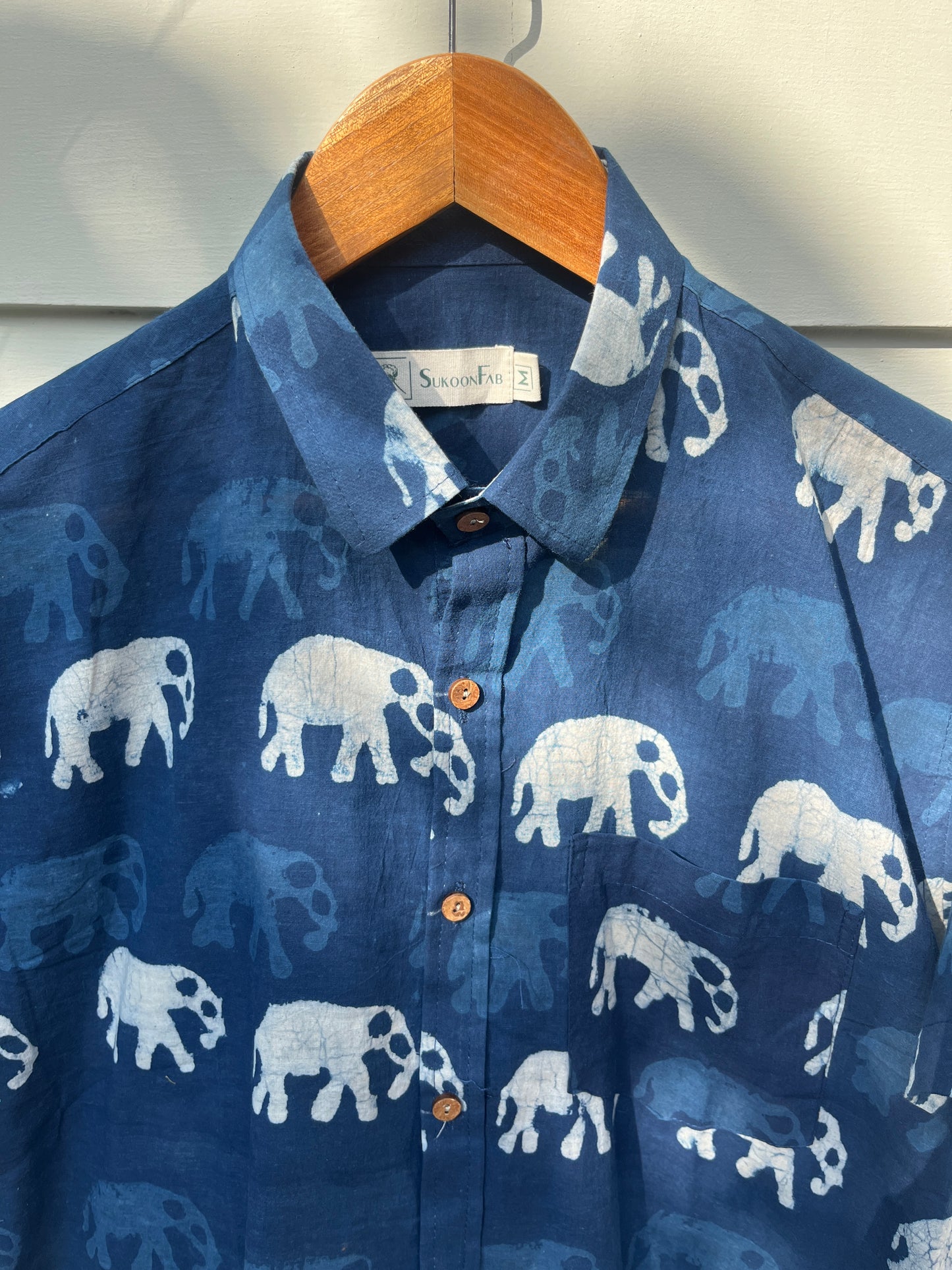 Indigo Elephant Hand Block Printed Shirt