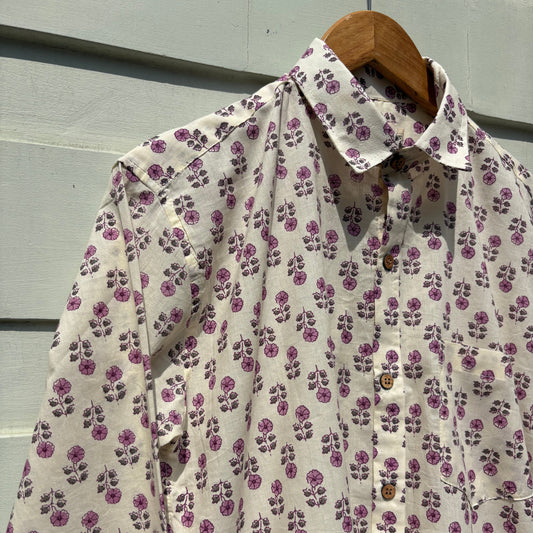 Pink Sanganeri Floral Printed Shirt