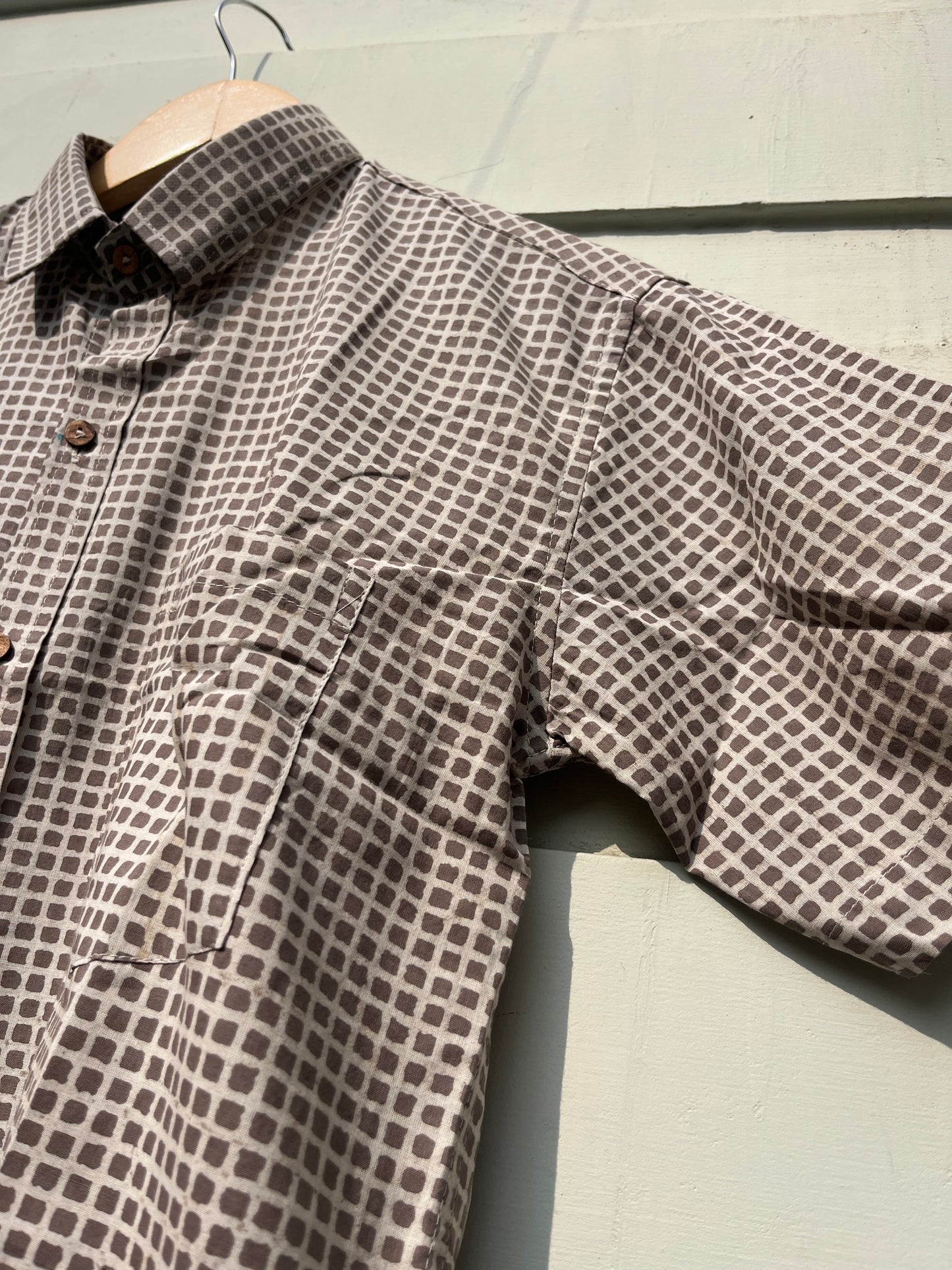 Natural Grey Hand Block Printed Shirt